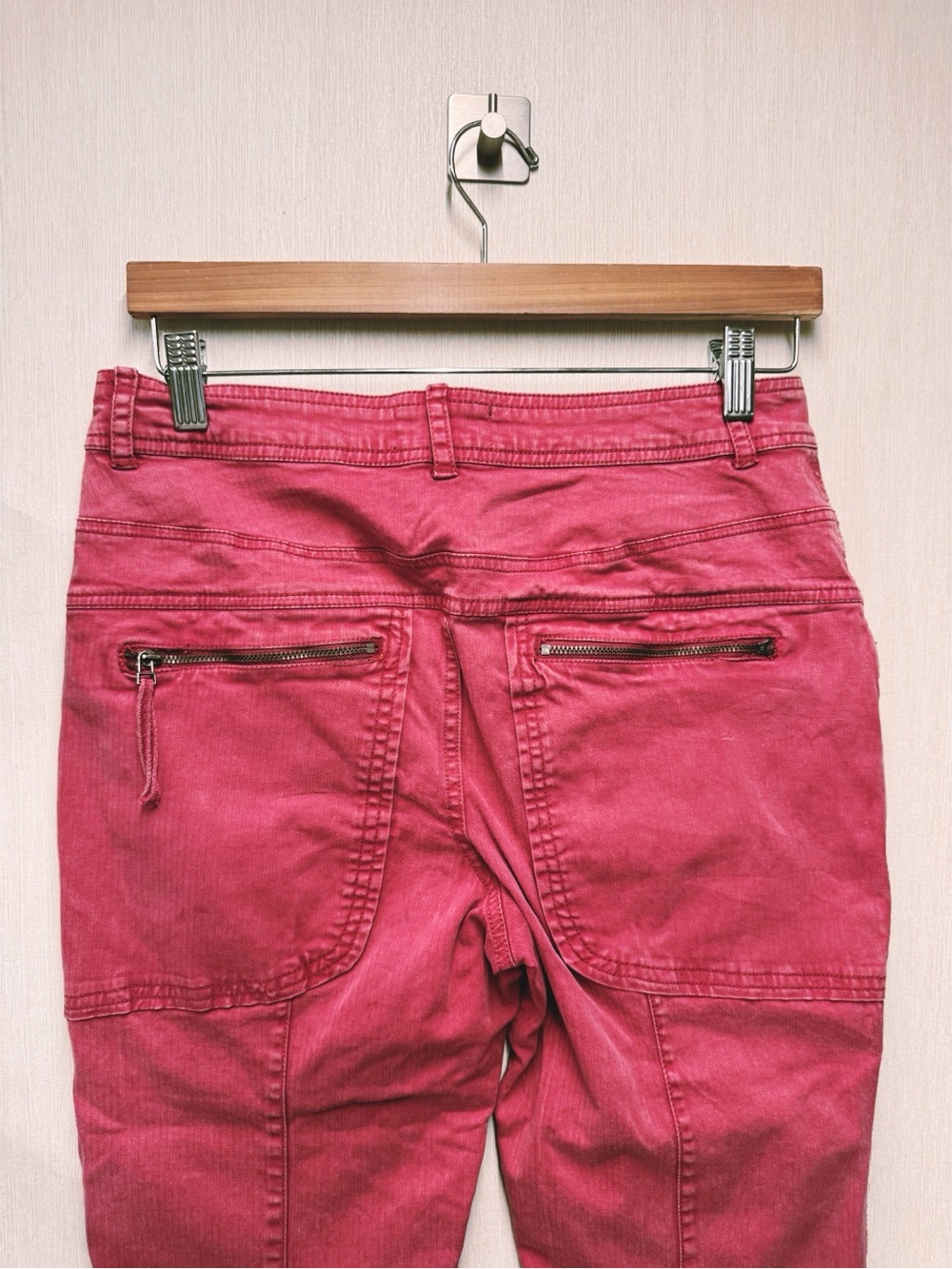 Free People We The Free Hot In It Moto Red Utility Pants, Size 6 - Picture 6 of 10
